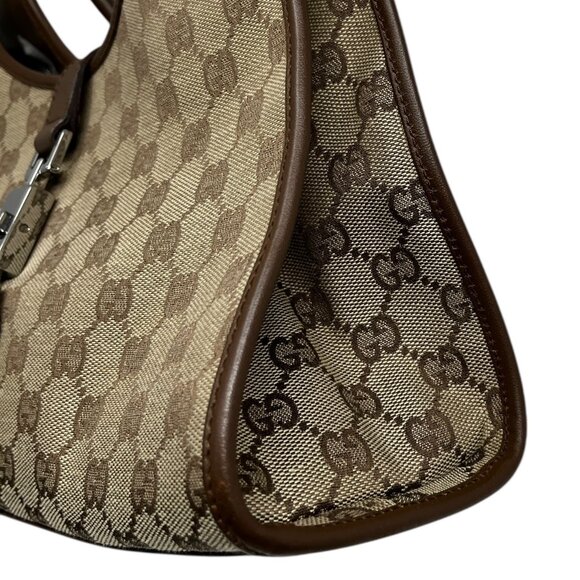 GUCCI Vintage GG Monogram Jackie Shoulder Bag Brown Beige Silver Canvas [105286] - Picture 7 of 11